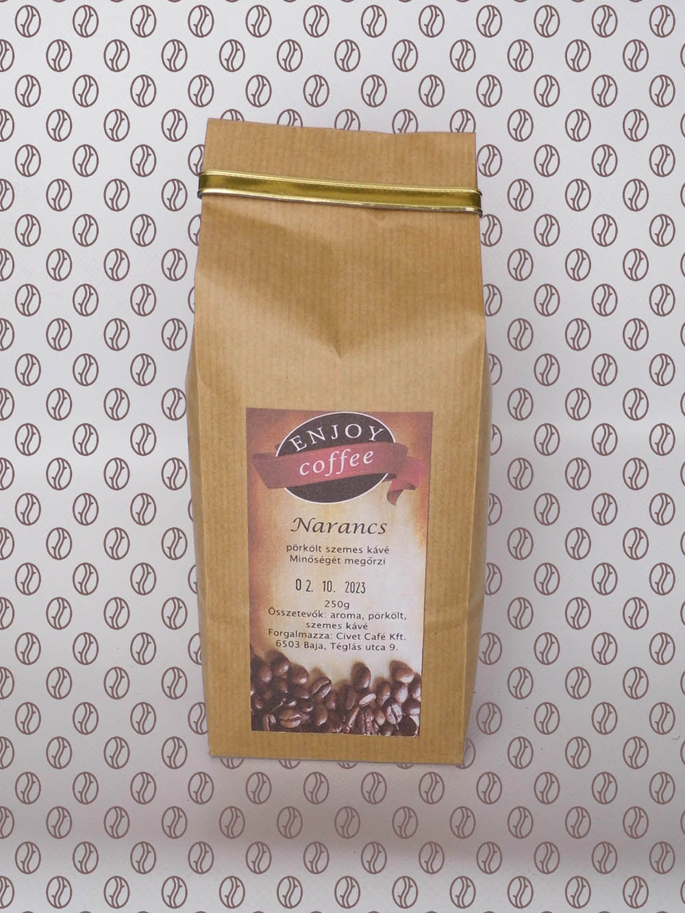 Enjoy Coffee Narancs ízesítésű szemes kávé 250g