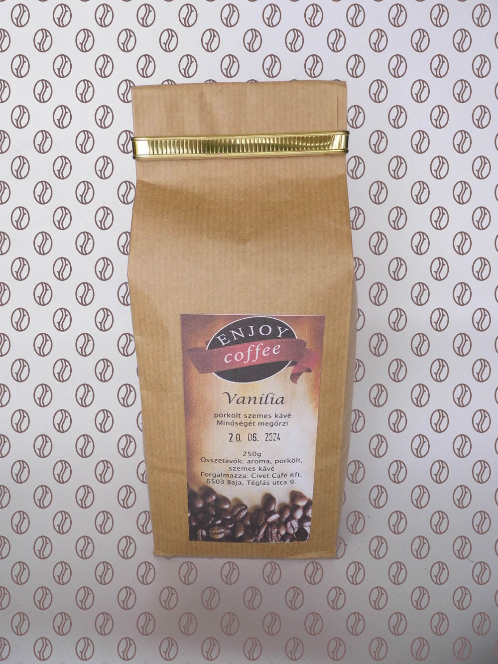 Enjoy Coffee Vanília ízesítésű szemes kávé 250g